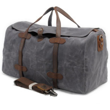 Große Canvas Leder Travel Duffel Shoulder Handtasche Übernachtung Tasche (Khaki)